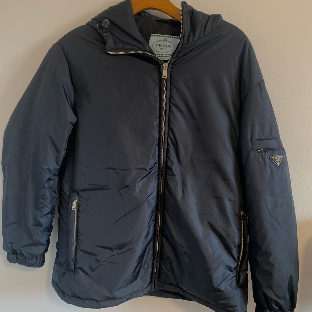 navy prada bomber jacket